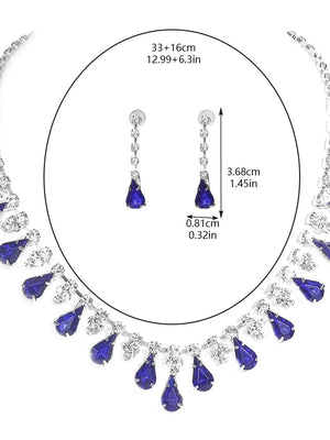 Minimalist Bridal Crystal Necklace and Earrings Set