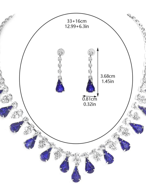 Minimalist Bridal Crystal Necklace and Earrings Set