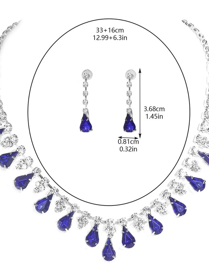 Minimalist Bridal Crystal Necklace and Earrings Set