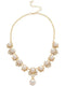 Round Pearl Pendant Necklace and Earrings Set with Crystal Accents for Women