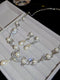 Teardrop Pendant Necklace and Pearl Stud Earrings Set for Women