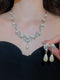 Teardrop Pendant Necklace and Pearl Stud Earrings Set for Women