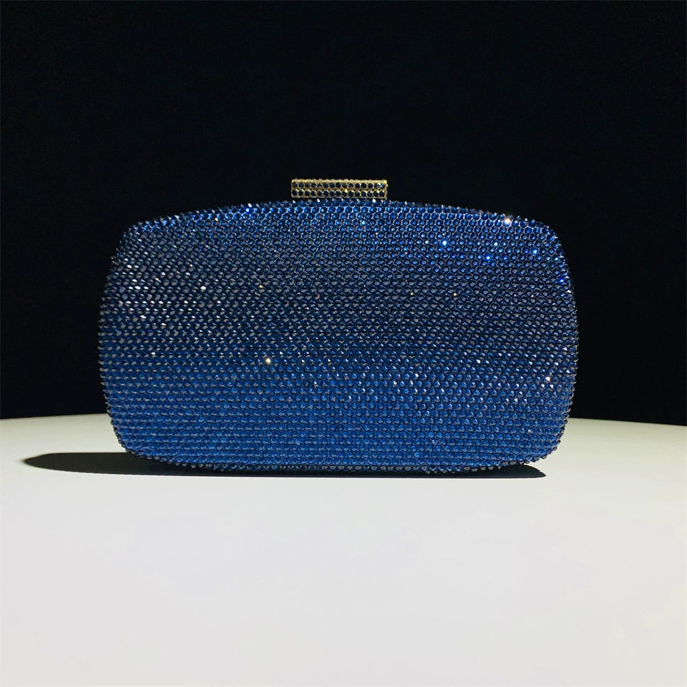 Alloy Solid Color Glitter Crystals Clutch Women&