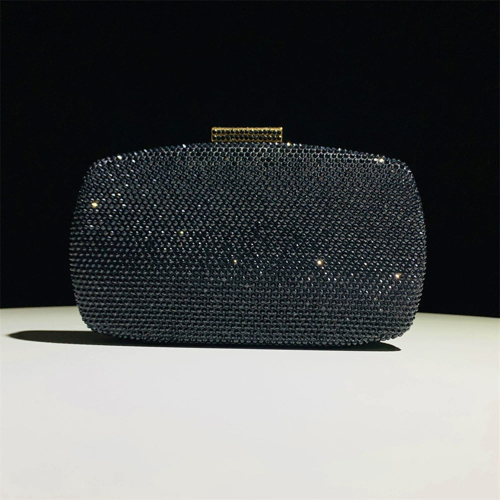 Alloy Solid Color Glitter Crystals Clutch Women&