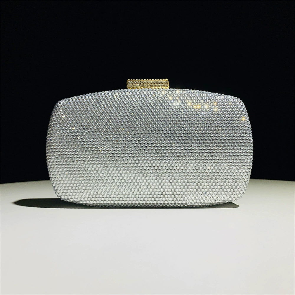 Alloy Solid Color Glitter Crystals Clutch Women&