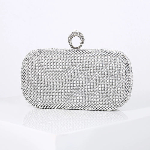 Alloy Solid Color Glitter Crystals Clutch Women's Handbags