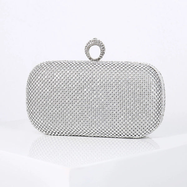 Alloy Solid Color Glitter Crystals Clutch Women's Handbags