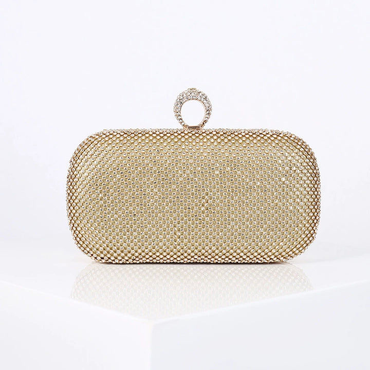 Alloy Solid Color Glitter Crystals Clutch Women&