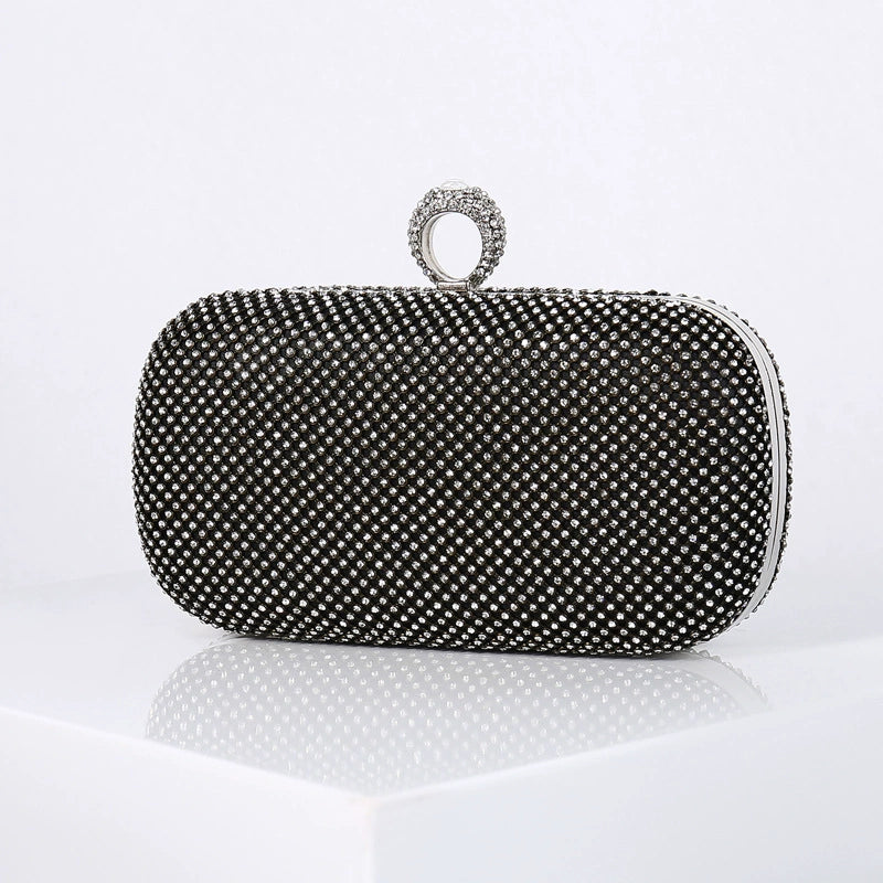 Alloy Solid Color Glitter Crystals Clutch Women&