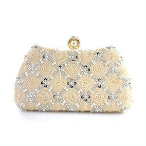 Flower Shining Pearls Clutch Women's Handbags