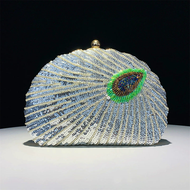 Delicate Beading Shell Clutch Women&