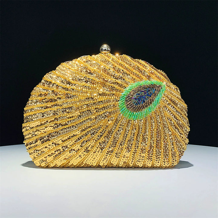 Delicate Beading Shell Clutch Women&
