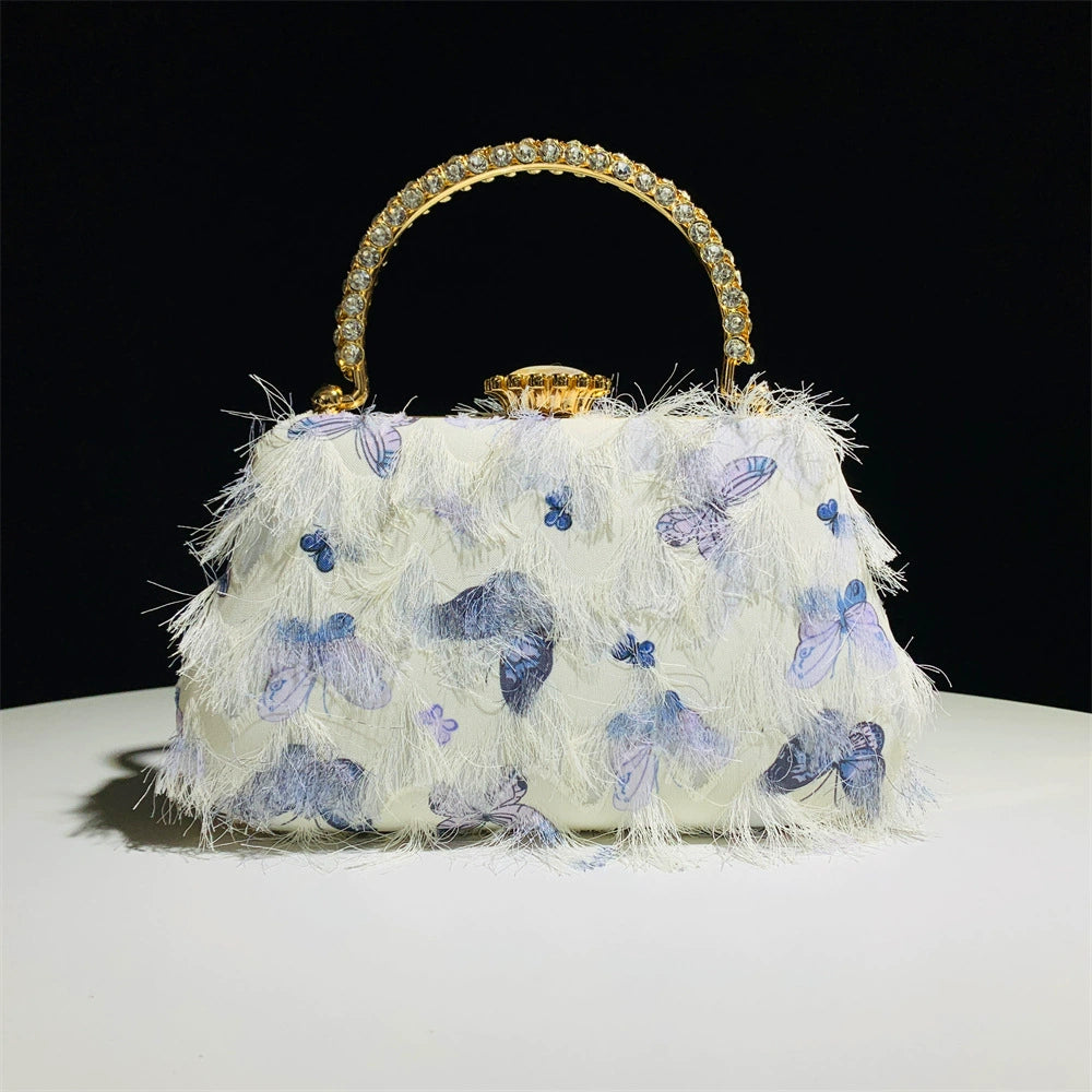 Elegant Tassel Rhinestone Clutch Women&
