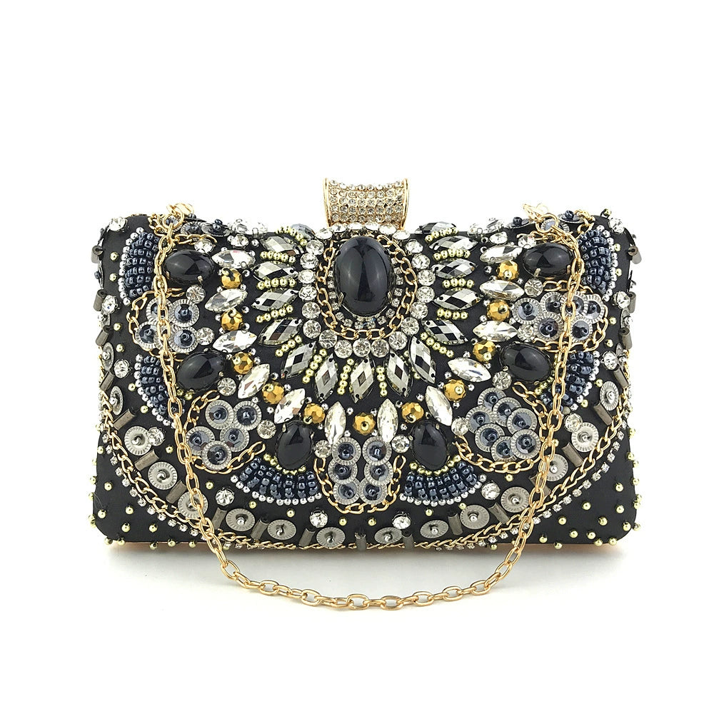 Delicate Beading Diamond Clutch Women&