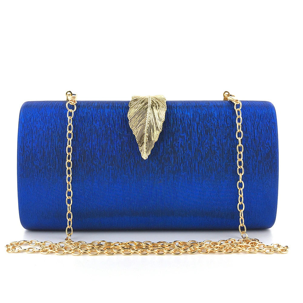 Alloy Solid Color Sparkly Leaf Clutch Women&