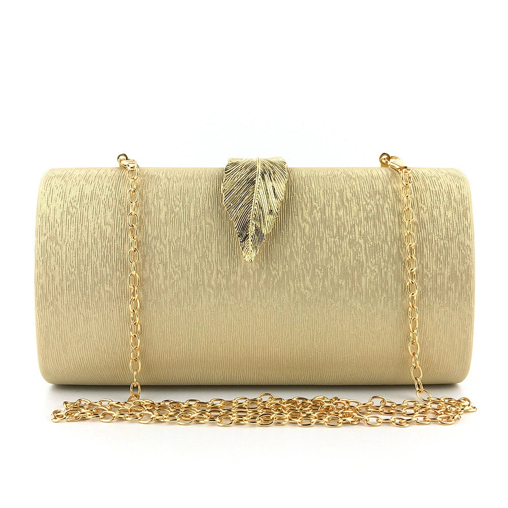 Alloy Solid Color Sparkly Leaf Clutch Women&