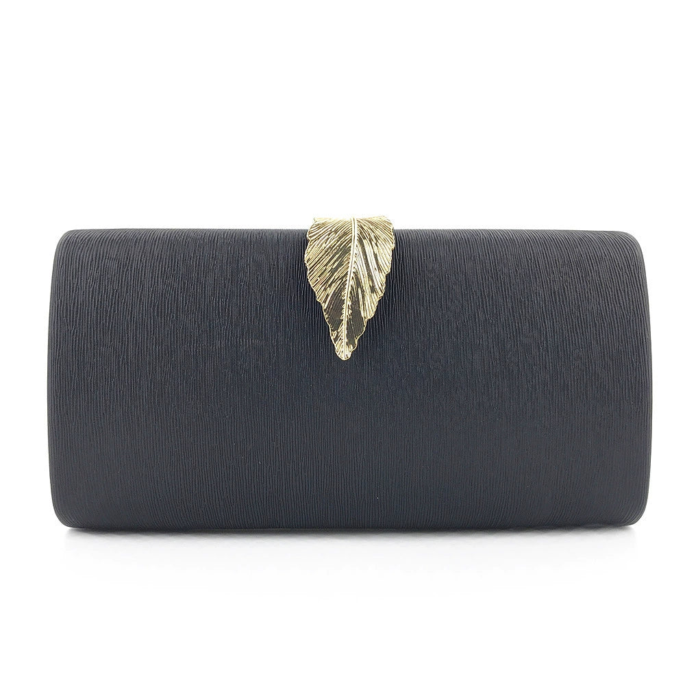 Alloy Solid Color Sparkly Leaf Clutch Women&
