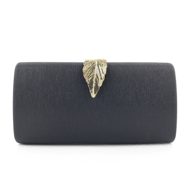 Alloy Solid Color Sparkly Leaf Clutch Women&