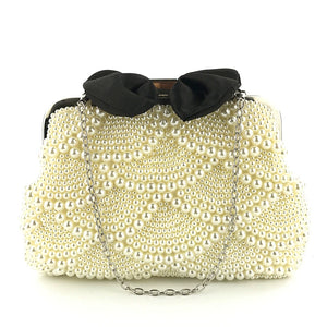 Shining Bow Pearls Clutch Unique Handbags