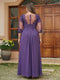 A-Line/Princess Long Plus Size Evening Dresses with Lace Appliques & Half Sleeves