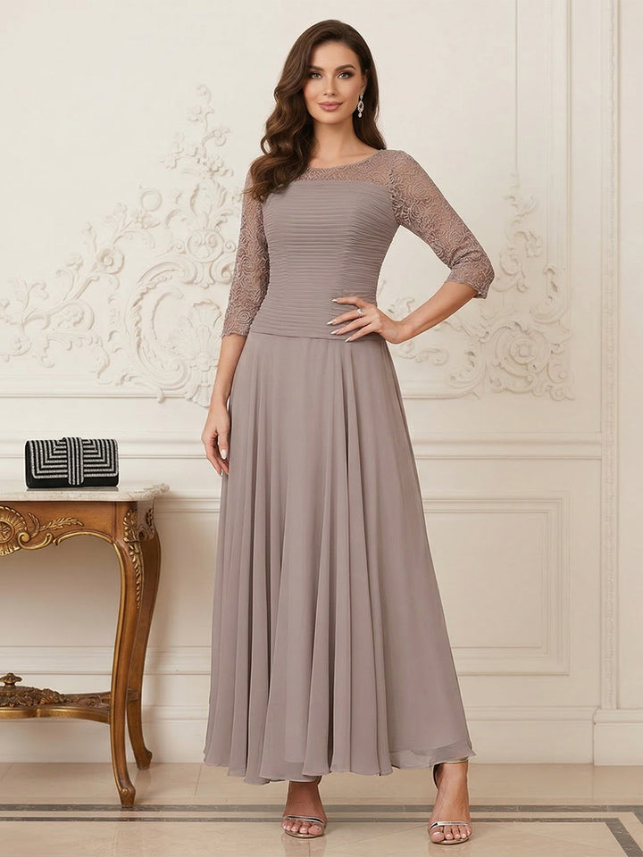 A-Line/Princess Scoop Half Sleeves Ankle-Length Mother of the Bride Dresses with Appliques
