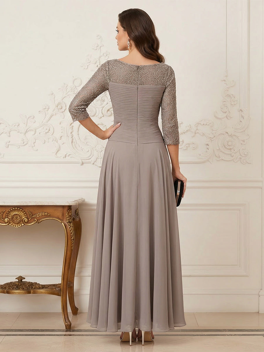 A-Line/Princess Scoop Half Sleeves Ankle-Length Mother of the Bride Dresses with Appliques