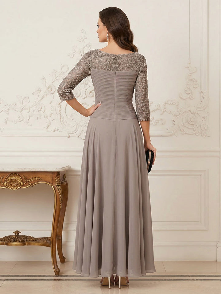 A-Line/Princess Scoop Half Sleeves Ankle-Length Mother of the Bride Dresses with Appliques