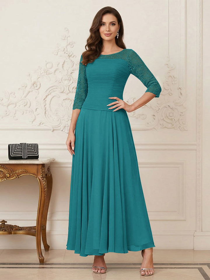 A-Line/Princess Scoop Half Sleeves Ankle-Length Mother of the Bride Dresses with Appliques