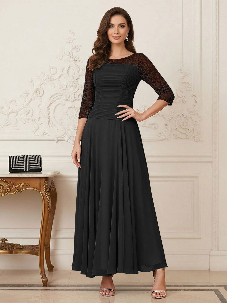 A-Line/Princess Scoop Half Sleeves Ankle-Length Mother of the Bride Dresses with Appliques