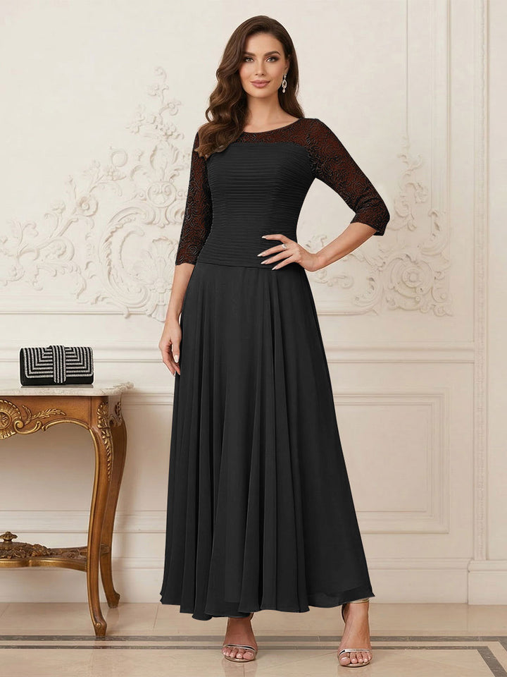 A-Line/Princess Scoop Half Sleeves Ankle-Length Mother of the Bride Dresses with Appliques