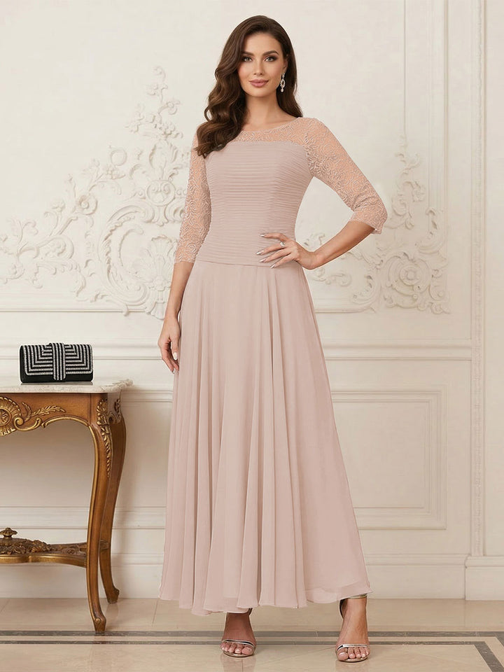 A-Line/Princess Scoop Half Sleeves Ankle-Length Mother of the Bride Dresses with Appliques