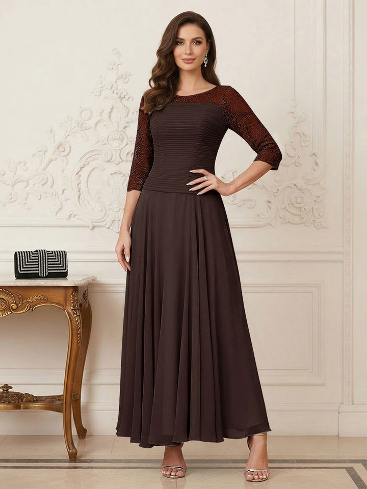 A-Line/Princess Scoop Half Sleeves Ankle-Length Mother of the Bride Dresses with Appliques