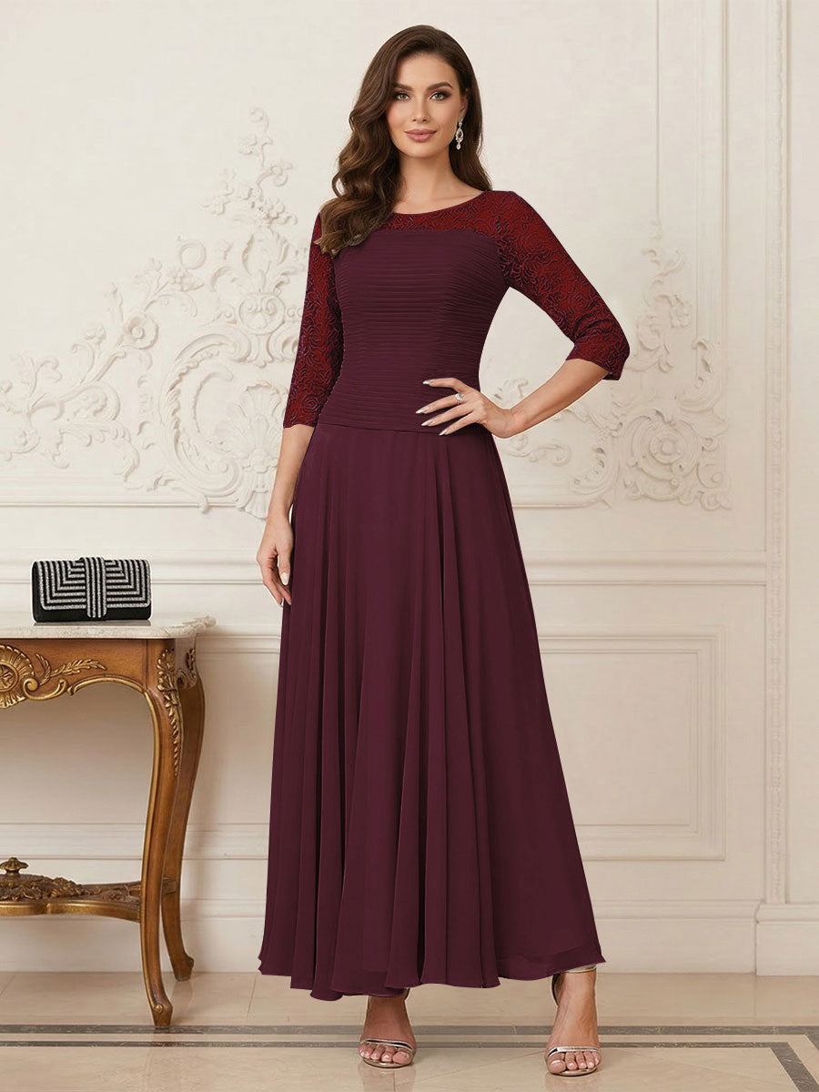 A-Line/Princess Scoop Half Sleeves Ankle-Length Mother of the Bride Dresses with Appliques