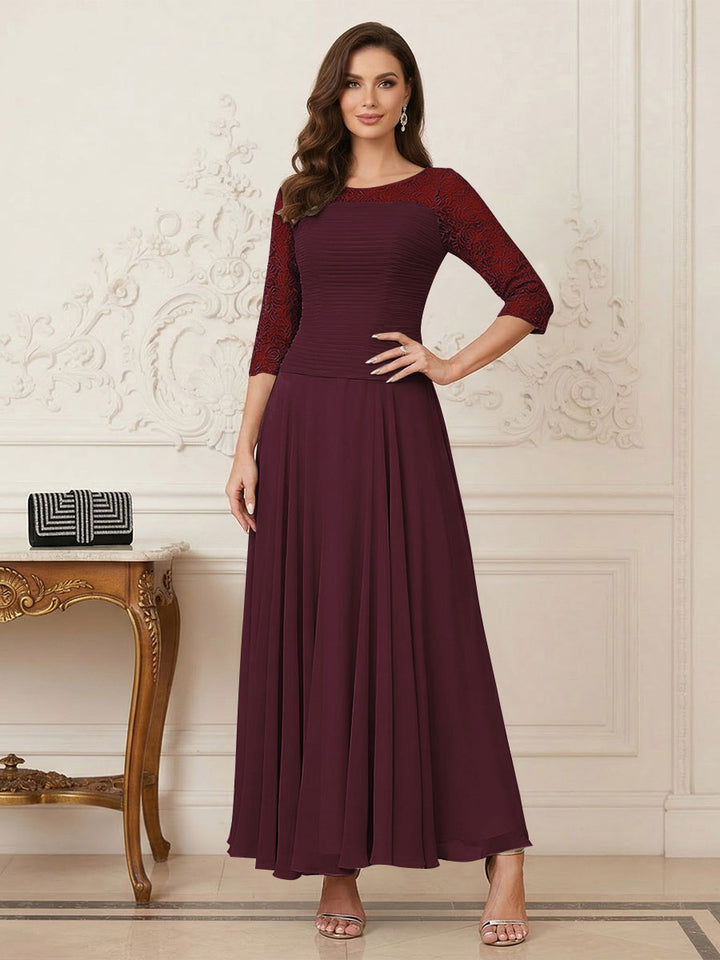 A-Line/Princess Scoop Half Sleeves Ankle-Length Mother of the Bride Dresses with Appliques