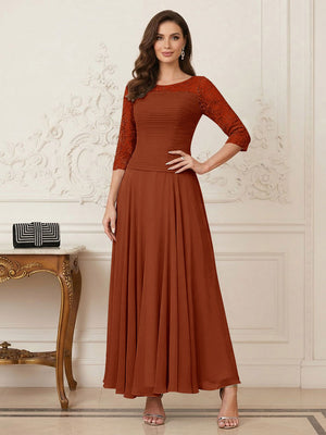 A-Line/Princess Scoop Half Sleeves Ankle-Length Mother of the Bride Dresses with Appliques