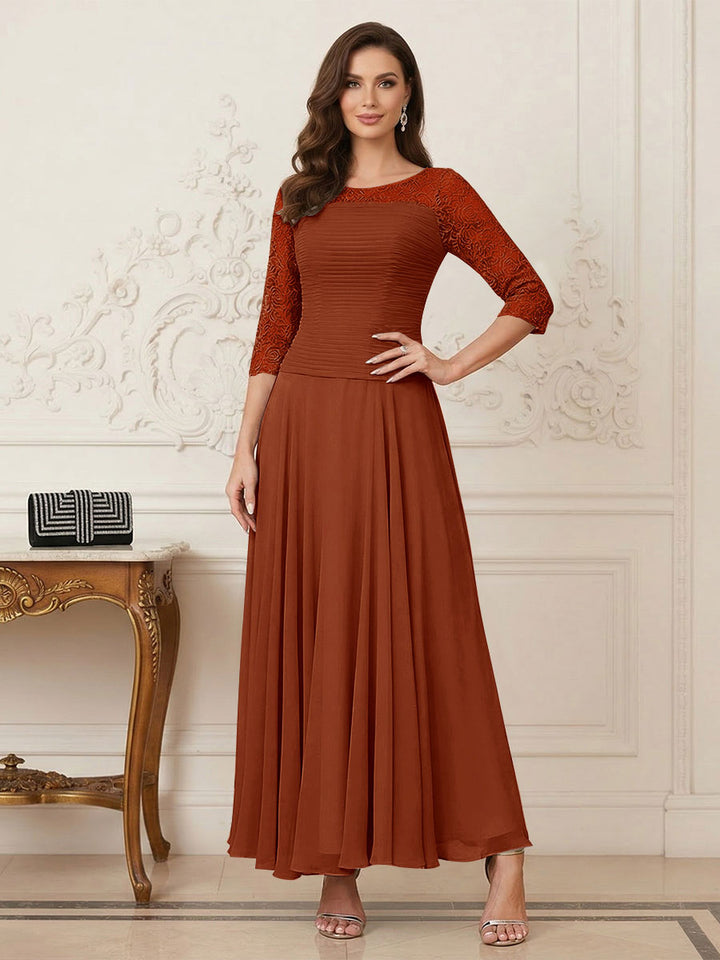 A-Line/Princess Scoop Half Sleeves Ankle-Length Mother of the Bride Dresses with Appliques