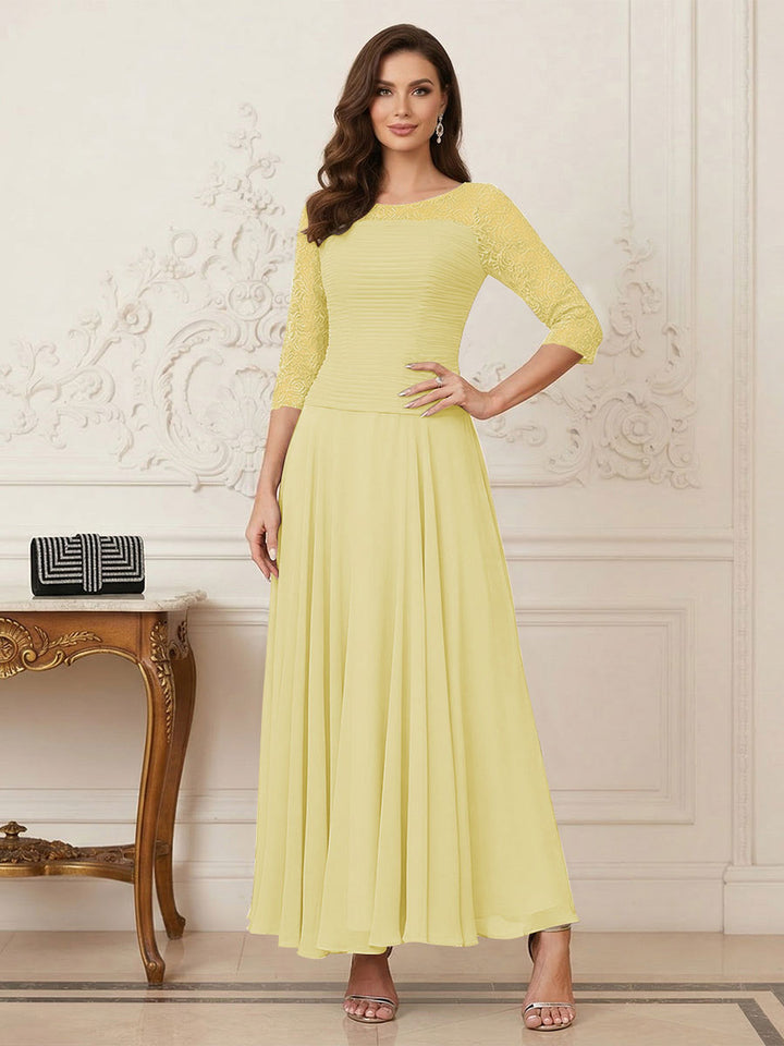 A-Line/Princess Scoop Half Sleeves Ankle-Length Mother of the Bride Dresses with Appliques
