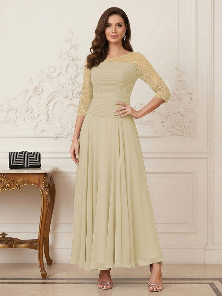 A-Line/Princess Scoop Half Sleeves Ankle-Length Mother of the Bride Dresses with Appliques
