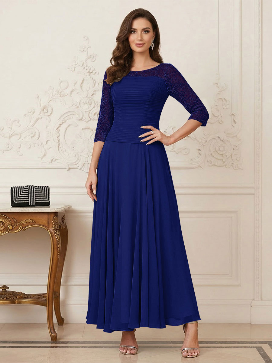 A-Line/Princess Scoop Half Sleeves Ankle-Length Mother of the Bride Dresses with Appliques