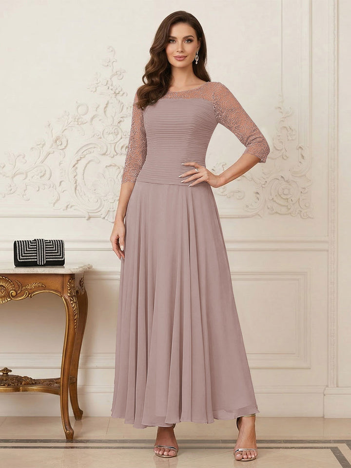 A-Line/Princess Scoop Half Sleeves Ankle-Length Mother of the Bride Dresses with Appliques