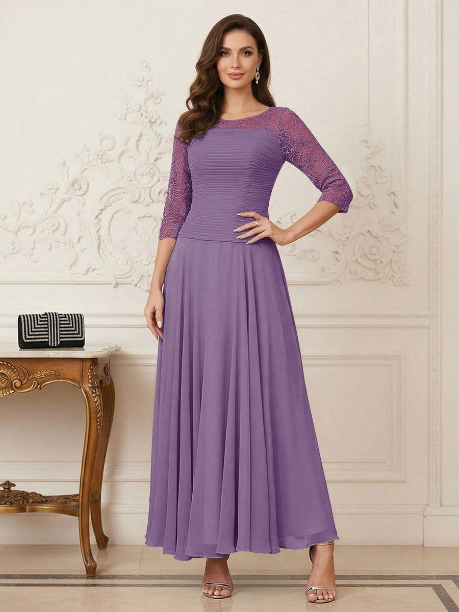 A-Line/Princess Scoop Half Sleeves Ankle-Length Mother of the Bride Dresses with Appliques
