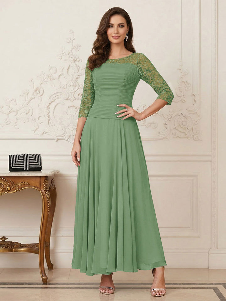 A-Line/Princess Scoop Half Sleeves Ankle-Length Mother of the Bride Dresses with Appliques