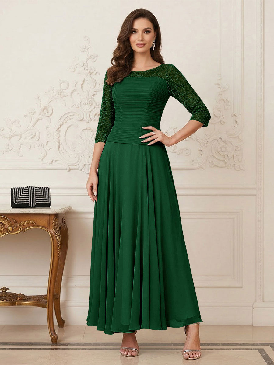 A-Line/Princess Scoop Half Sleeves Ankle-Length Mother of the Bride Dresses with Appliques