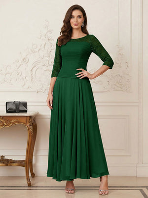 A-Line/Princess Scoop Half Sleeves Ankle-Length Mother of the Bride Dresses with Appliques