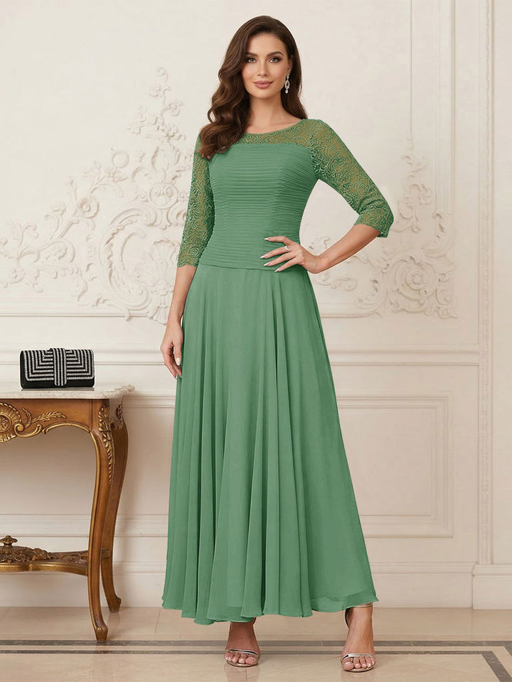 A-Line/Princess Scoop Half Sleeves Ankle-Length Mother of the Bride Dresses with Appliques