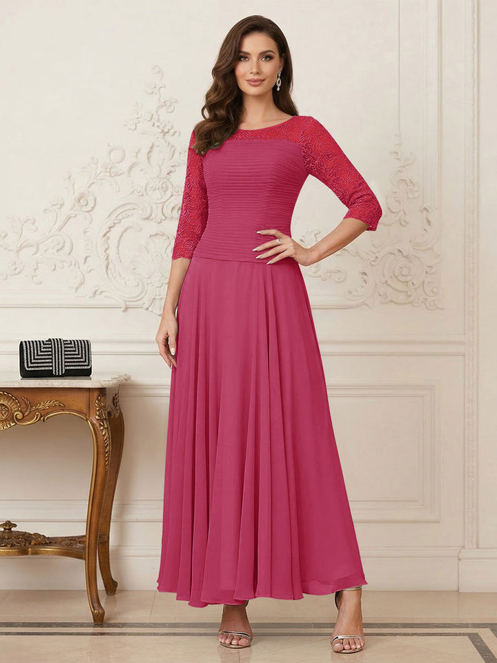 A-Line/Princess Scoop Half Sleeves Ankle-Length Mother of the Bride Dresses with Appliques