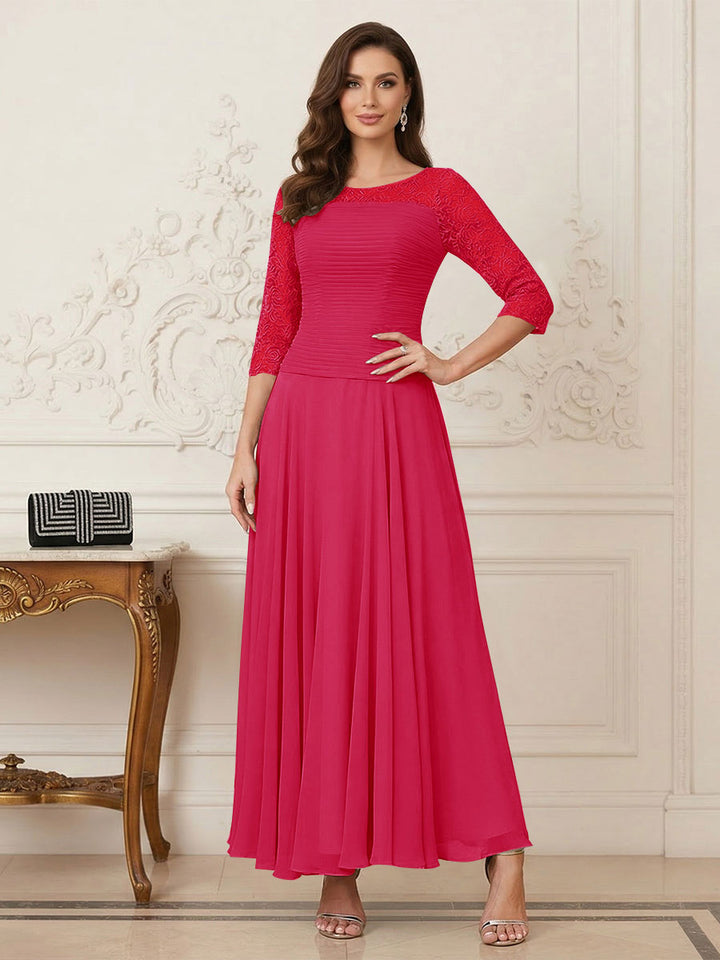 A-Line/Princess Scoop Half Sleeves Ankle-Length Mother of the Bride Dresses with Appliques
