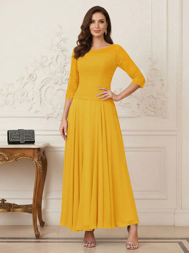 A-Line/Princess Scoop Half Sleeves Ankle-Length Mother of the Bride Dresses with Appliques