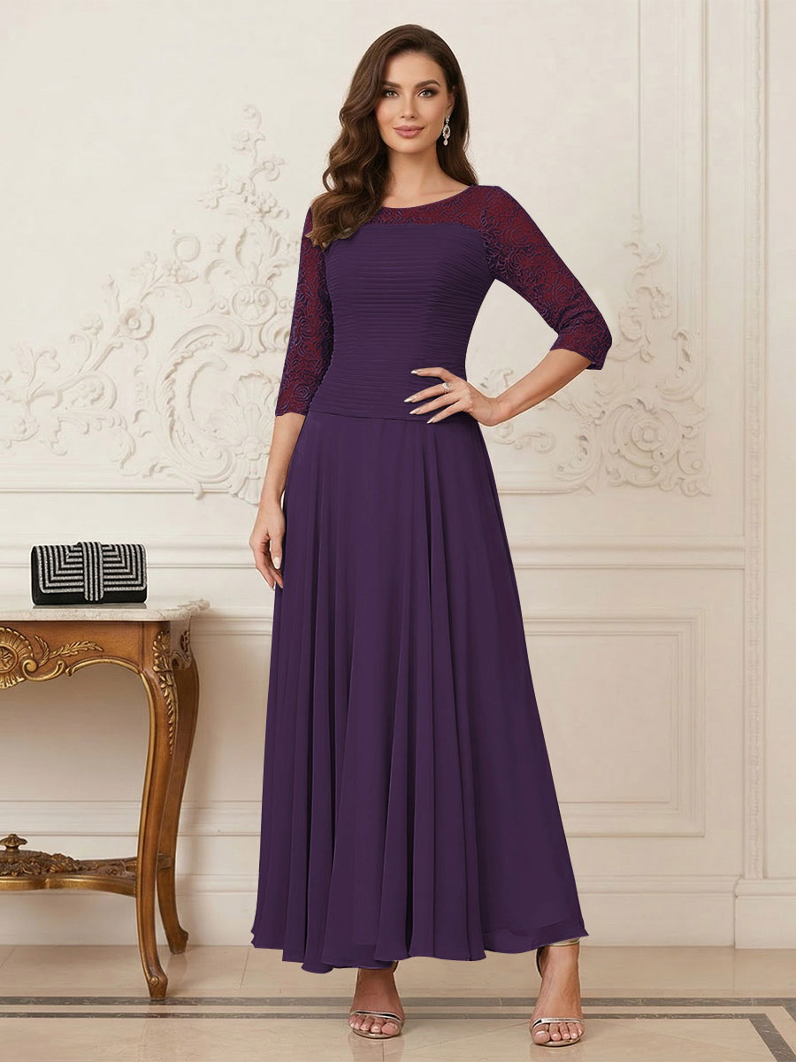 A-Line/Princess Scoop Half Sleeves Ankle-Length Mother of the Bride Dresses with Appliques