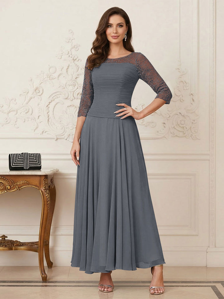 A-Line/Princess Scoop Half Sleeves Ankle-Length Mother of the Bride Dresses with Appliques